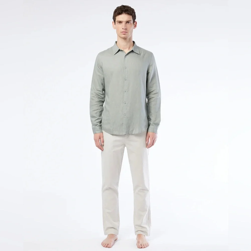 NWT ONIA Men's Stretch Linen Traveler Pant in Stone Size 34